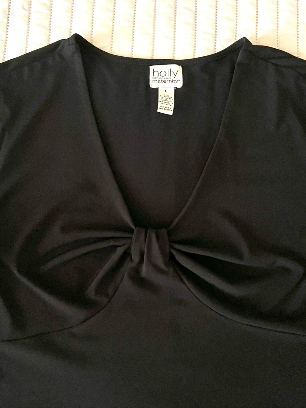Black V-Neck Knot-Front Maternity Tunic